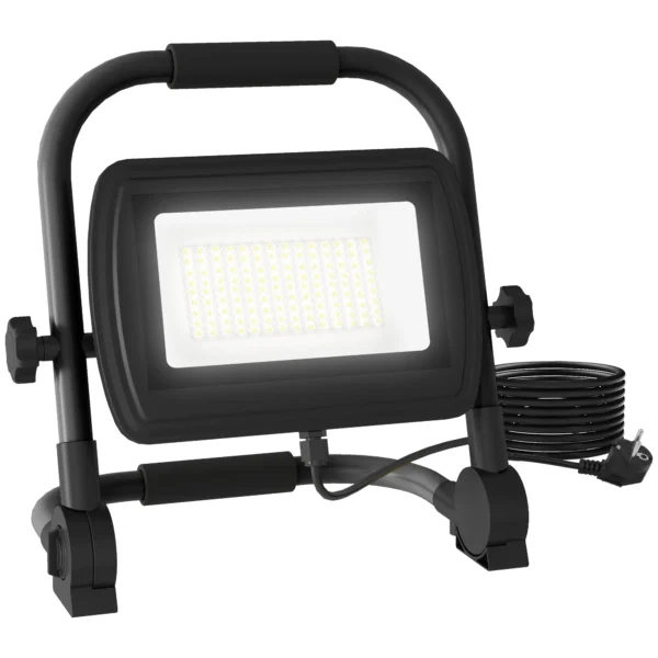 6500k LED Work Spotlight with Swivel Head and Support, in Aluminum and Metal, 25.5x16x25.5 cm, Black