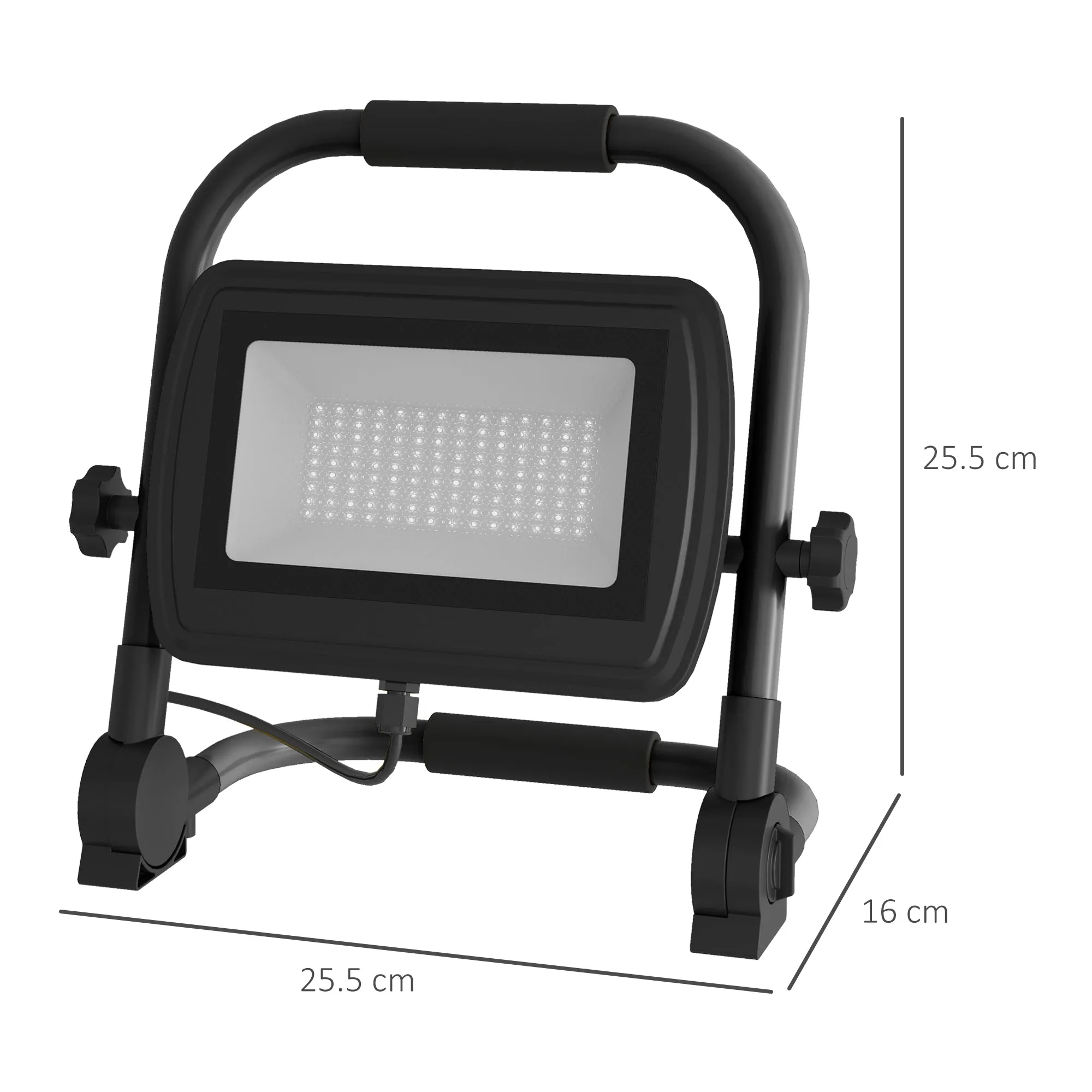6500k LED Work Spotlight with Swivel Head and Support, in Aluminum and Metal, 25.5x16x25.5 cm, Black - Image 3