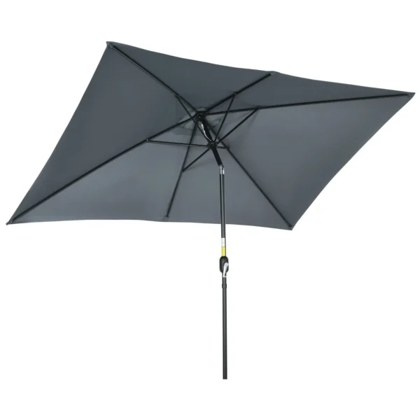 Rectangular Umbrella 2x3 m Foldable and Adjustable with Crank, in Aluminum and Polyester, Dark Gray