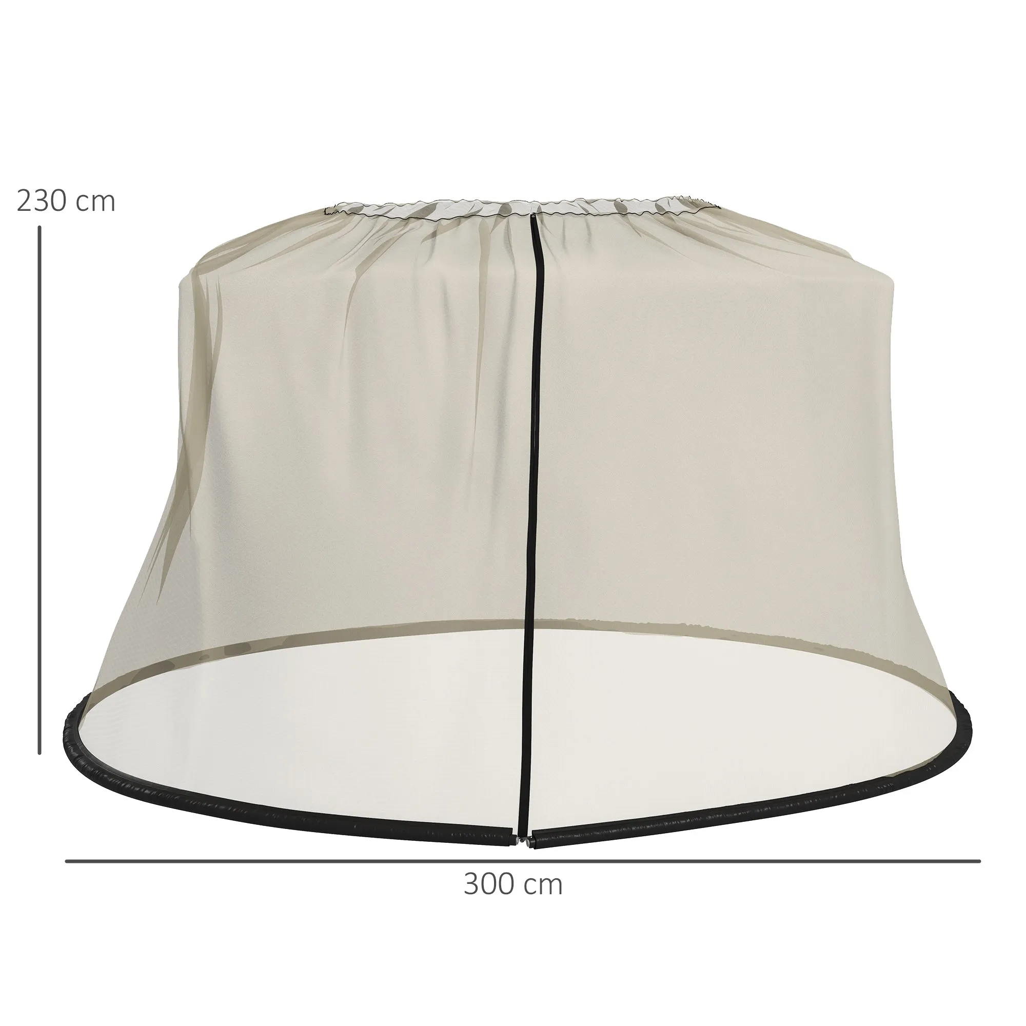 Mosquito Net for Umbrella 3x2.3 m Adjustable Dense Mesh with Zipper Opening, Beige - Image 3