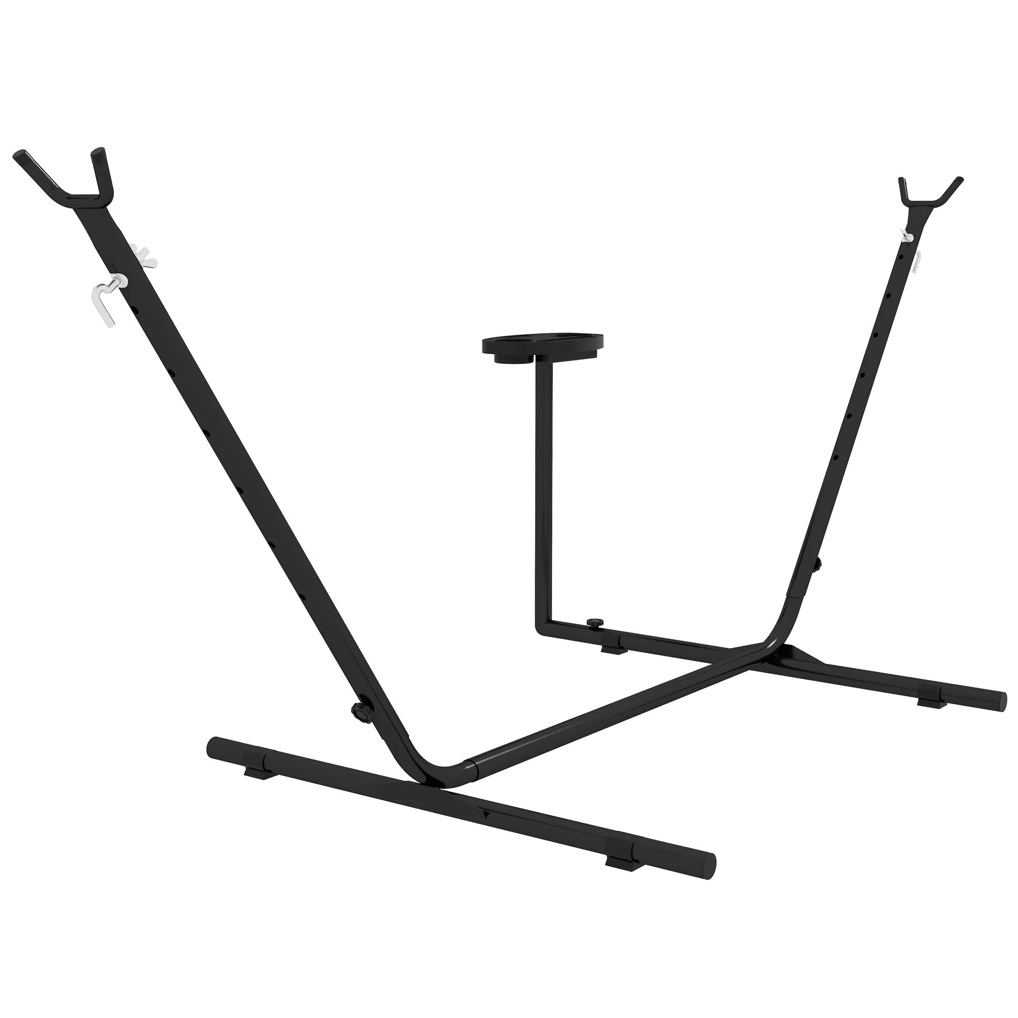 Steel Hammock Stand with Integrated Table and Maximum Load 150kg, Black