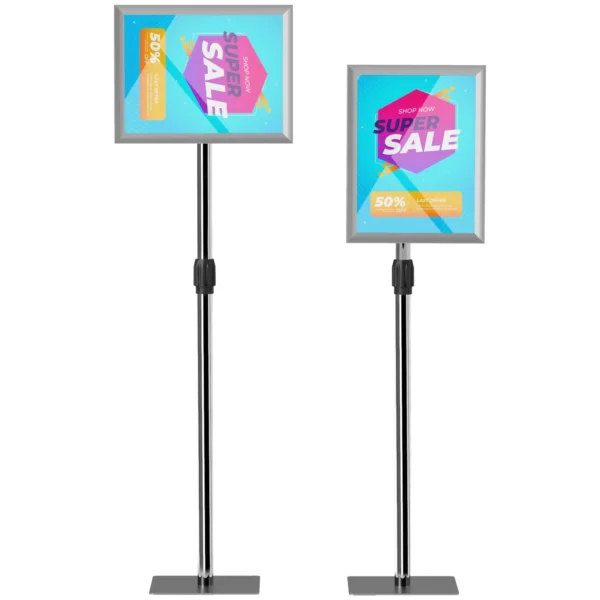 A3 Poster Display Easel with Adjustable Height and Inclination, Steel and Aluminium, Silver