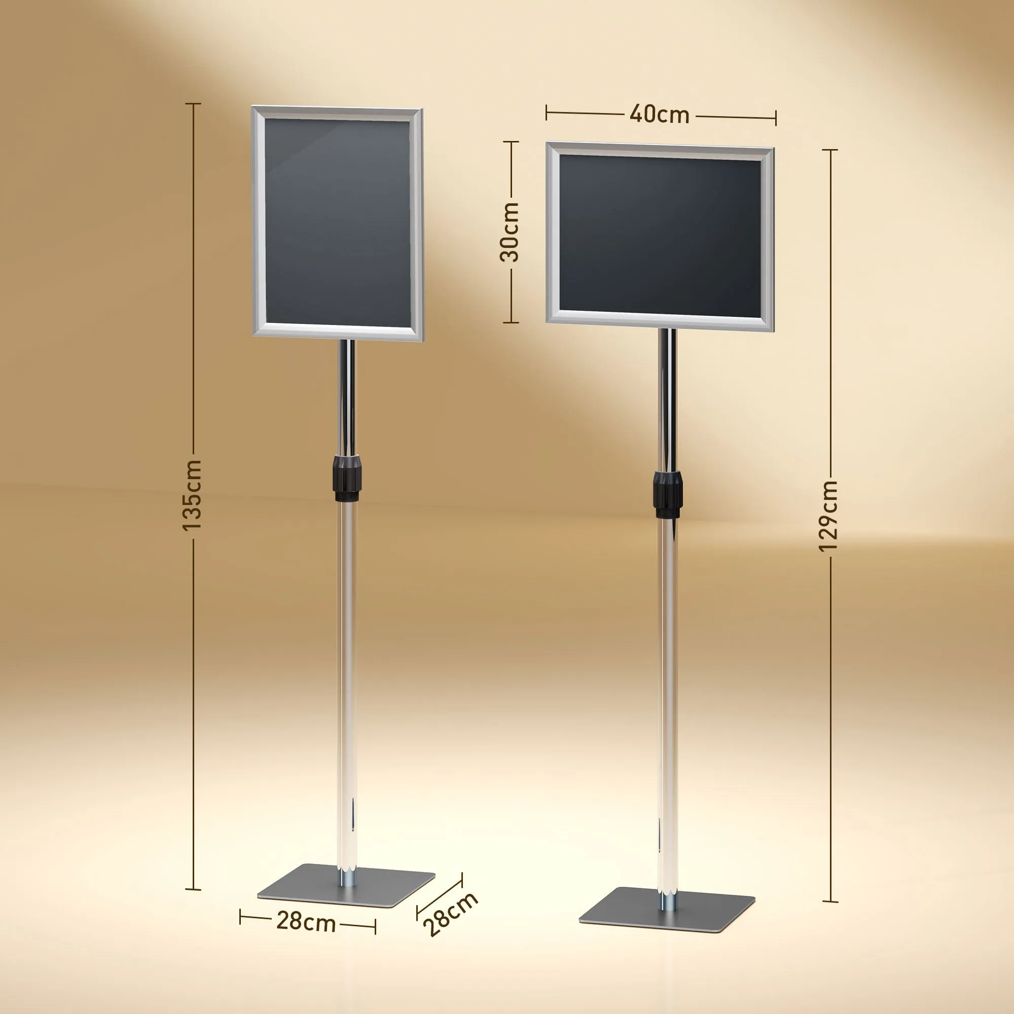 A3 Poster Display Easel with Adjustable Height and Inclination, Steel and Aluminium, Silver - Image 3