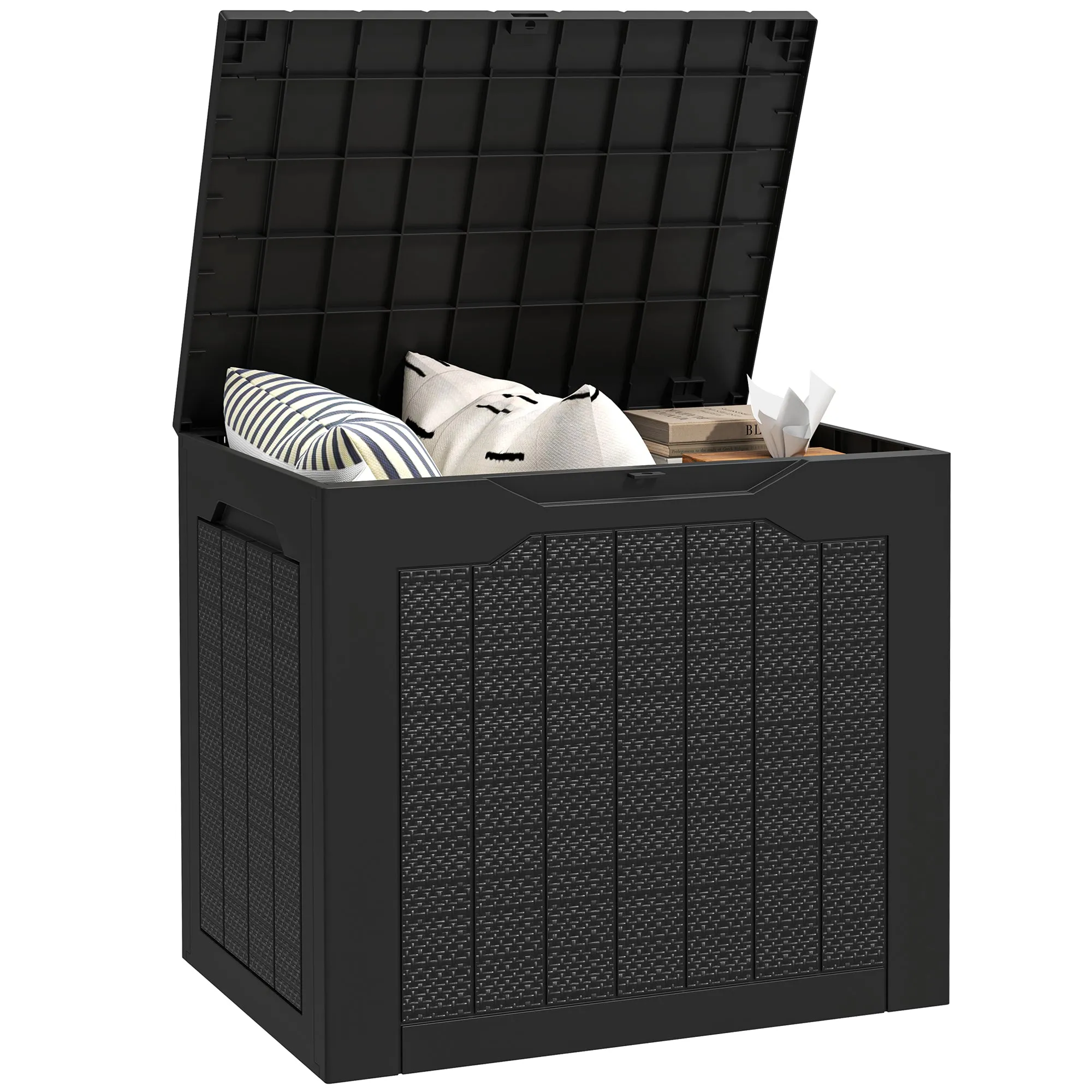 Garden Chest with Handles, Waterproof Tool Container, 56x41x50 cm, Black