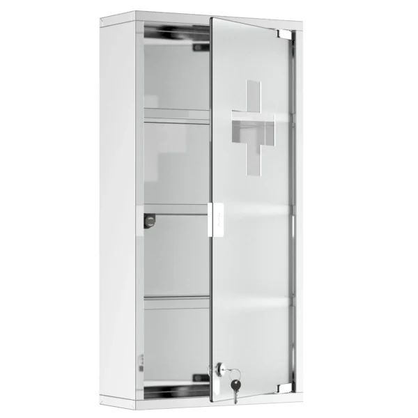 Medicine Cabinet Medicine Box with Four Shelves in Stainless Steel 30 x 12 x 60cm