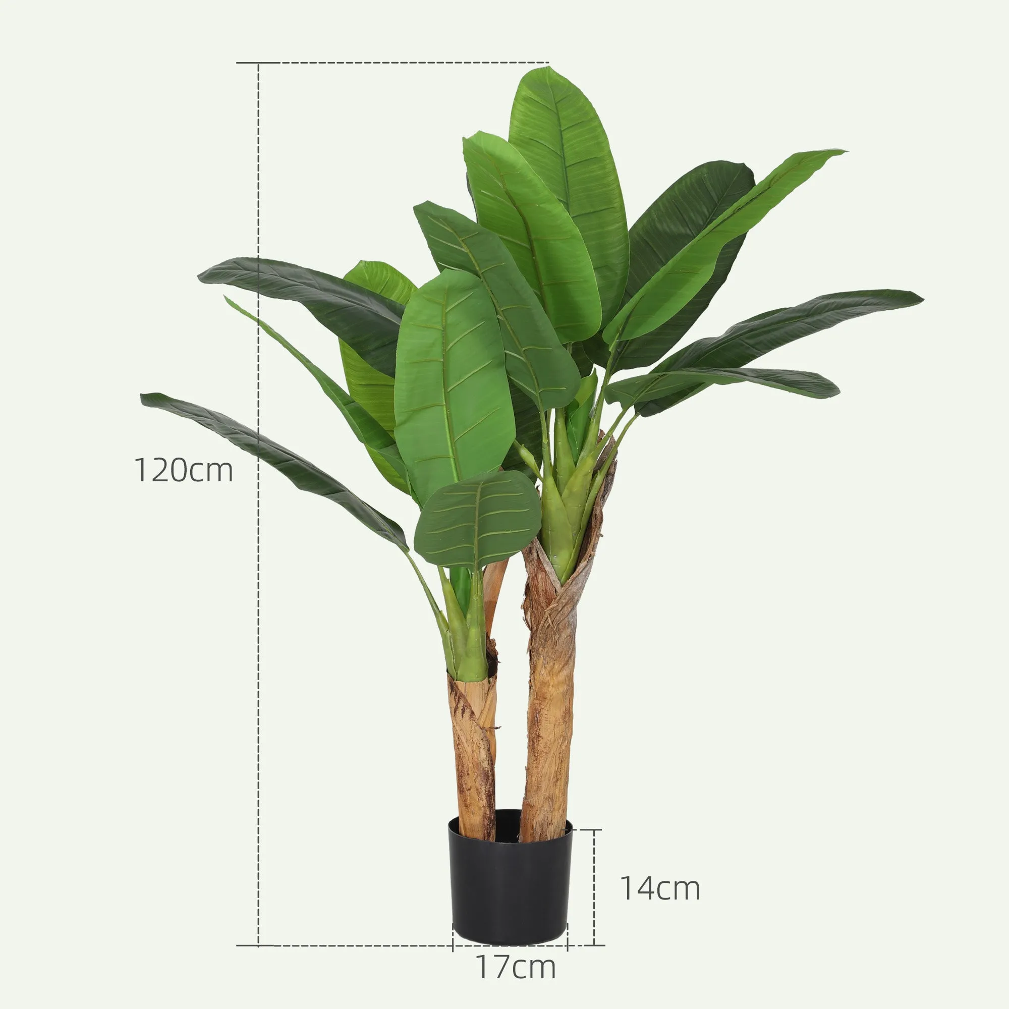 Artificial Banana Plant 120 cm High with Pot Included for Indoors, Green - Image 3