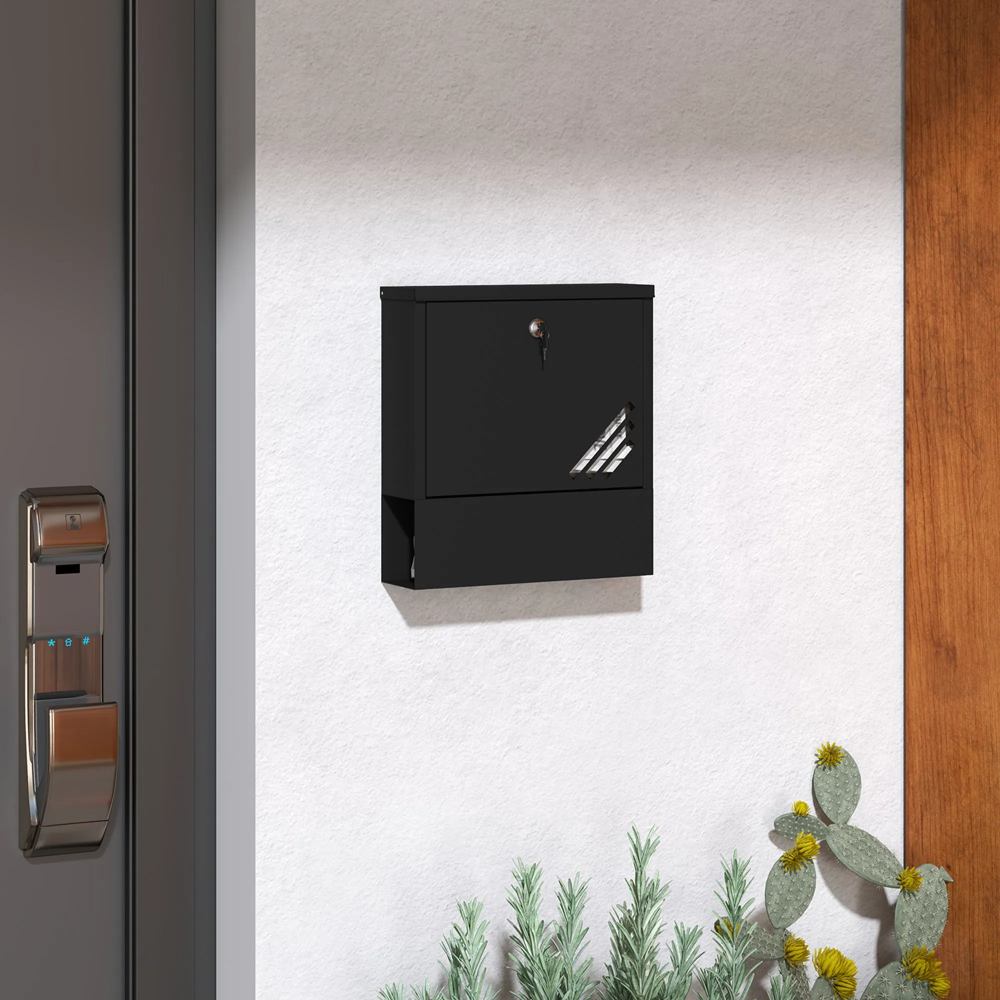 Wall-Mounted Metal Mailbox with Window and Lock, 30x8.5x32.5 cm, Charcoal Gray - Image 2