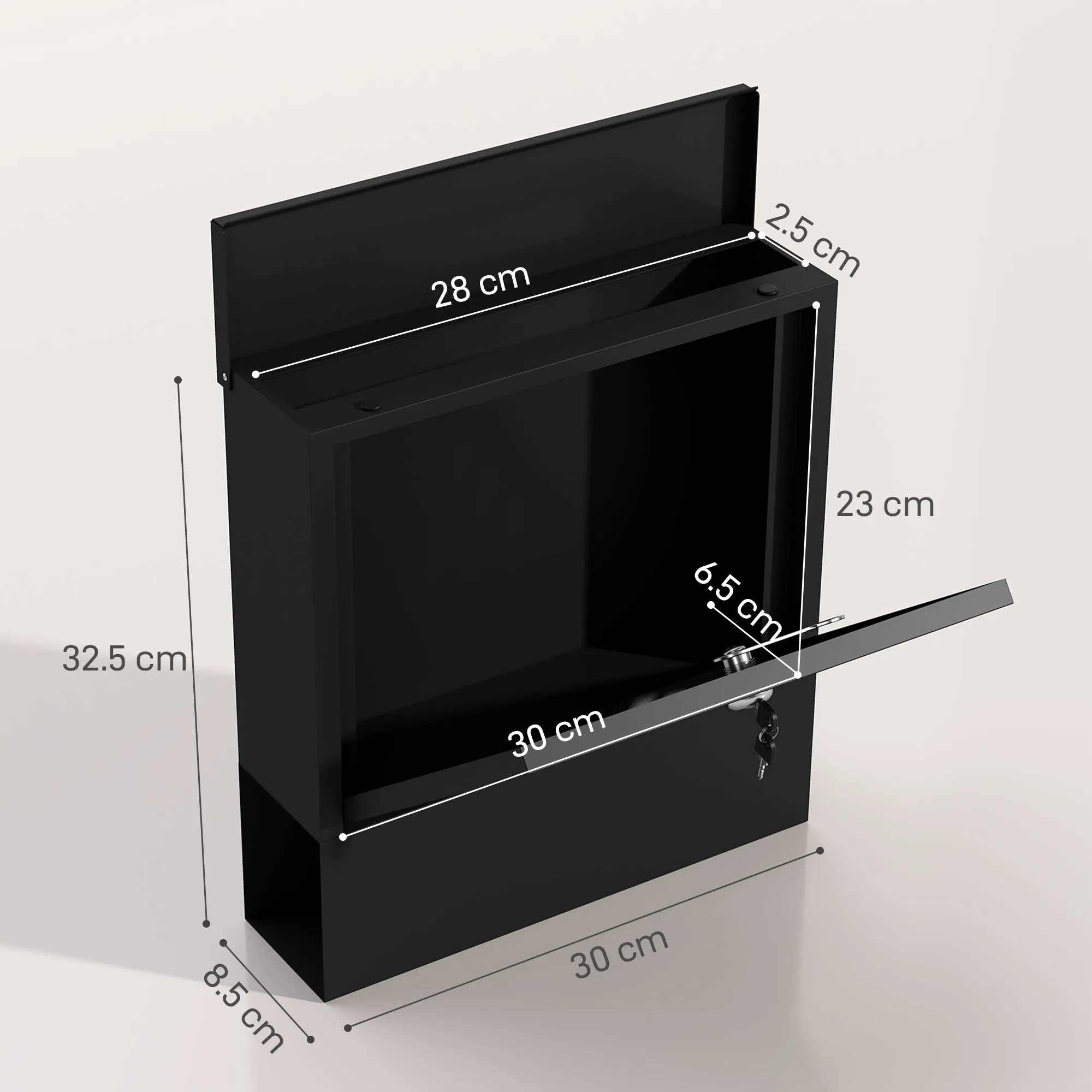 Wall-Mounted Metal Mailbox with Window and Lock, 30x8.5x32.5 cm, Charcoal Gray - Image 3