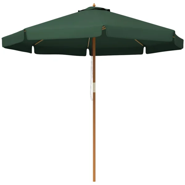 Garden Umbrella with Double Canopy, in Bamboo and Polyester, Ø325x250 cm, Green