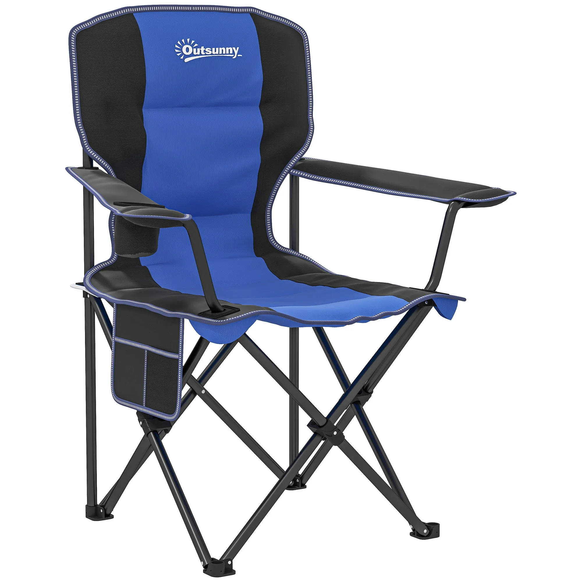 Folding Camping Chair with Pocket and Cup Holder with Carrying Bag, Blue