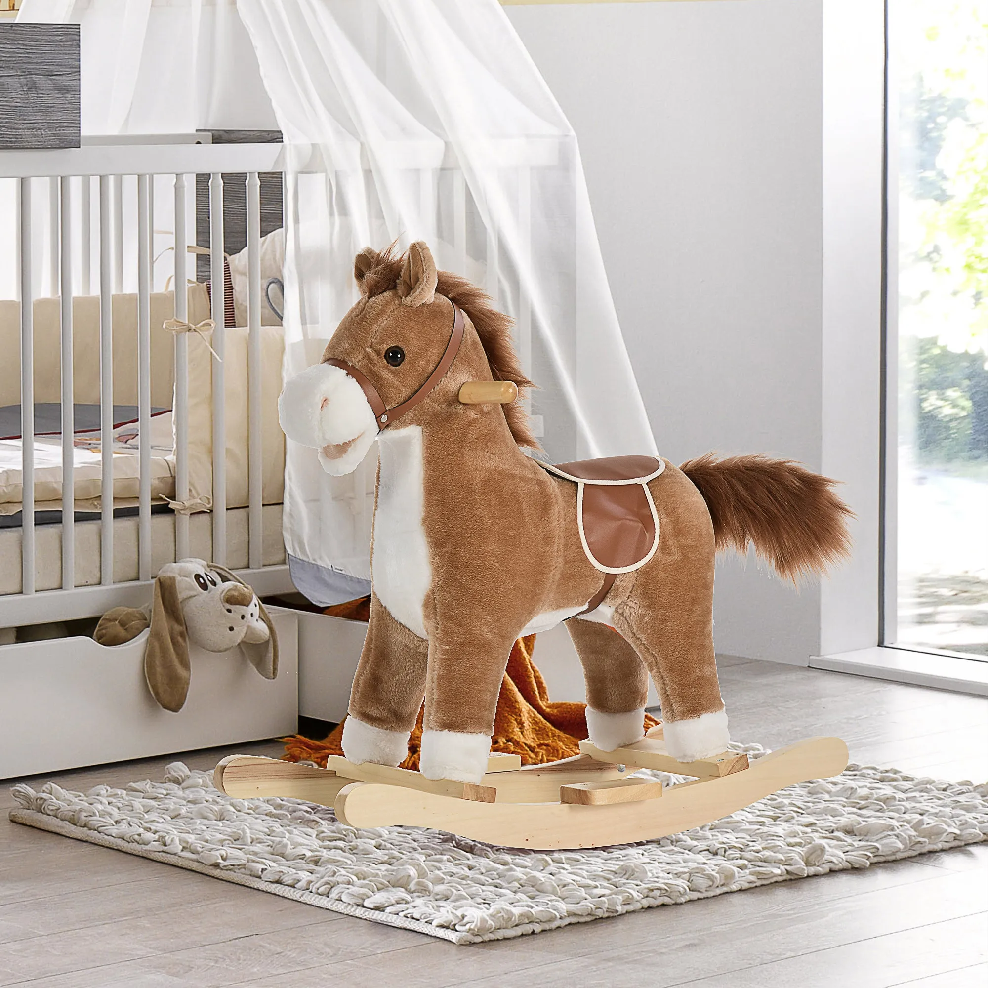 Rocking Horse Toy with Realistic Sounds for Babies 36-72 Months, Includes 2 AA Batteries, Brown - Image 2