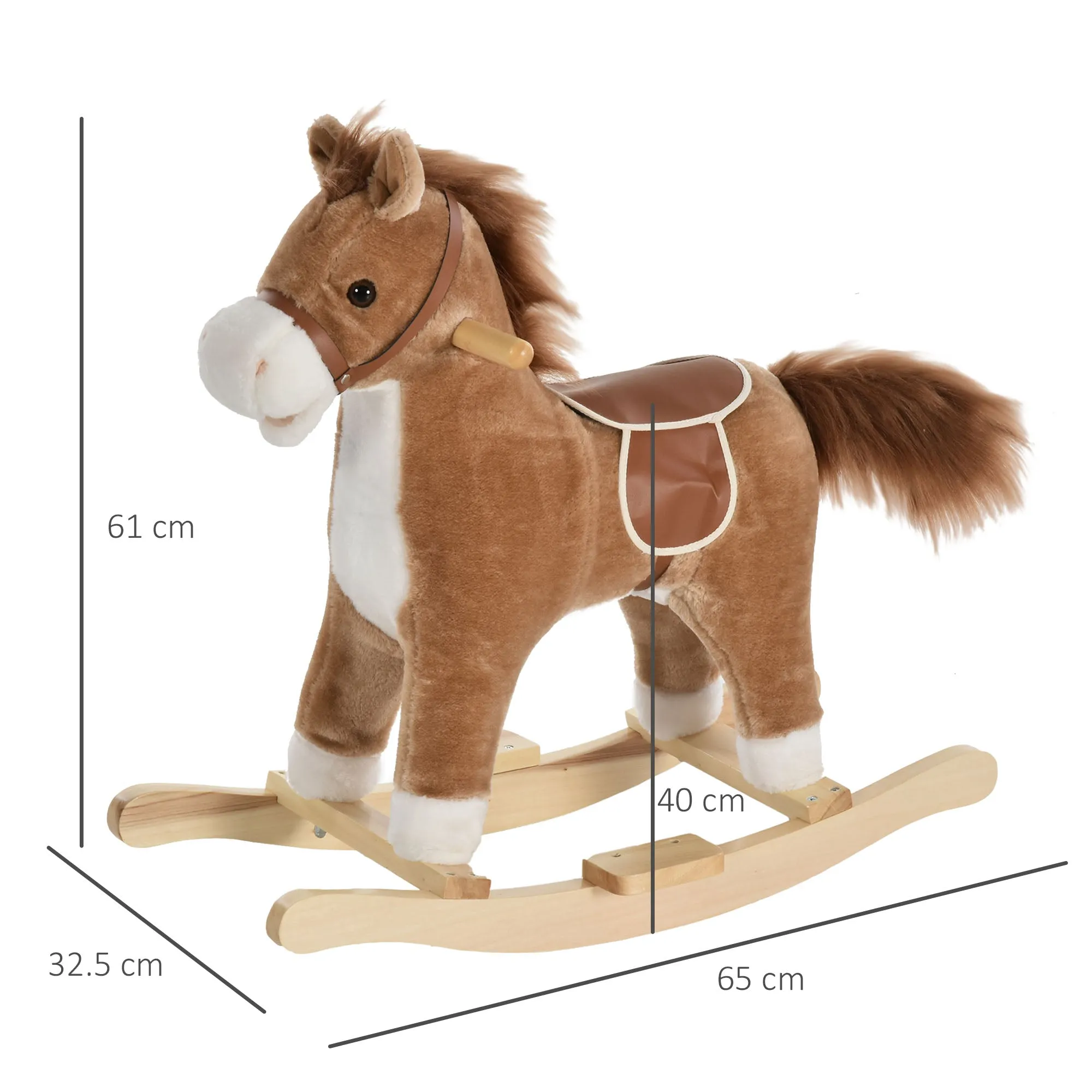 Rocking Horse Toy with Realistic Sounds for Babies 36-72 Months, Includes 2 AA Batteries, Brown - Image 3