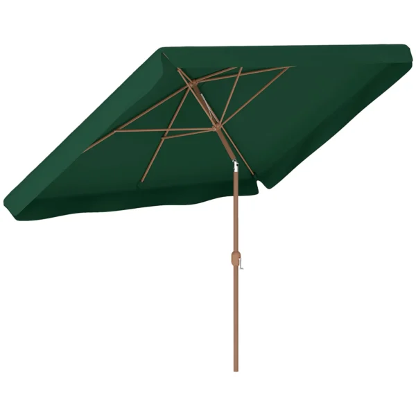 Garden Umbrella 2x3 m with Crank Opening, Tilting and Anti UV 50+, Green