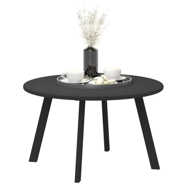 Round Garden Coffee Table in Industrial Style with Non-Slip Feet, in Metal, Ø70x42 cm, Black