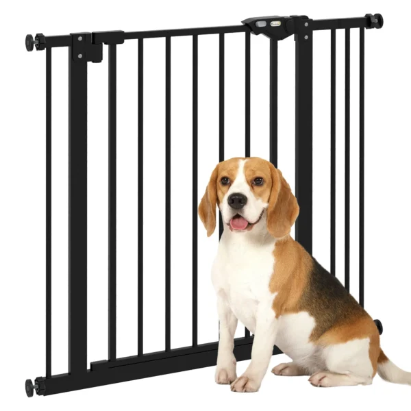 Dog Gate with 2 Extensions with Adjustable Width up to 100 cm and Automatic Closing, Black