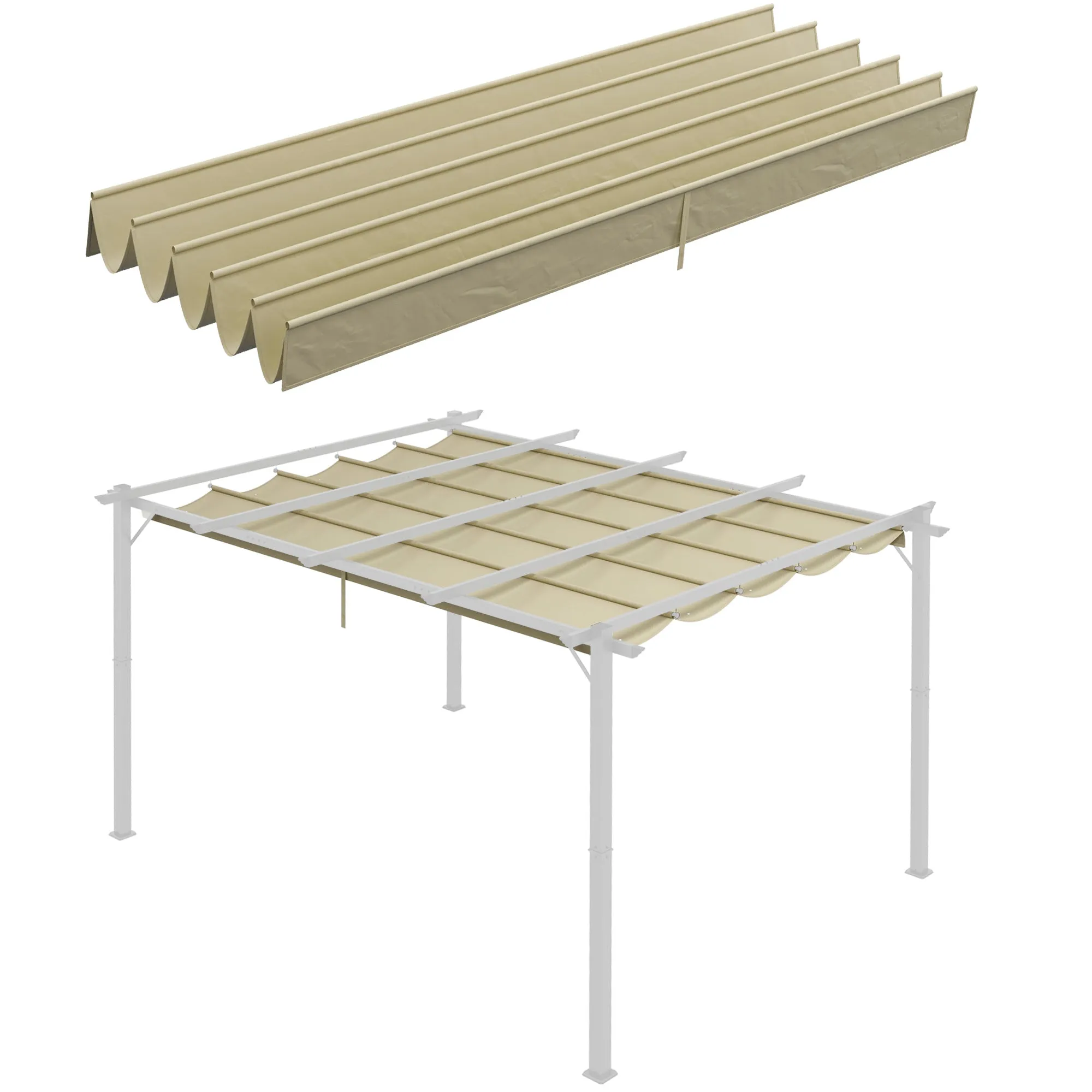 4x3 m Pergola Gazebo Cover in Beige Breathable Polyester with 10 Drainage Holes