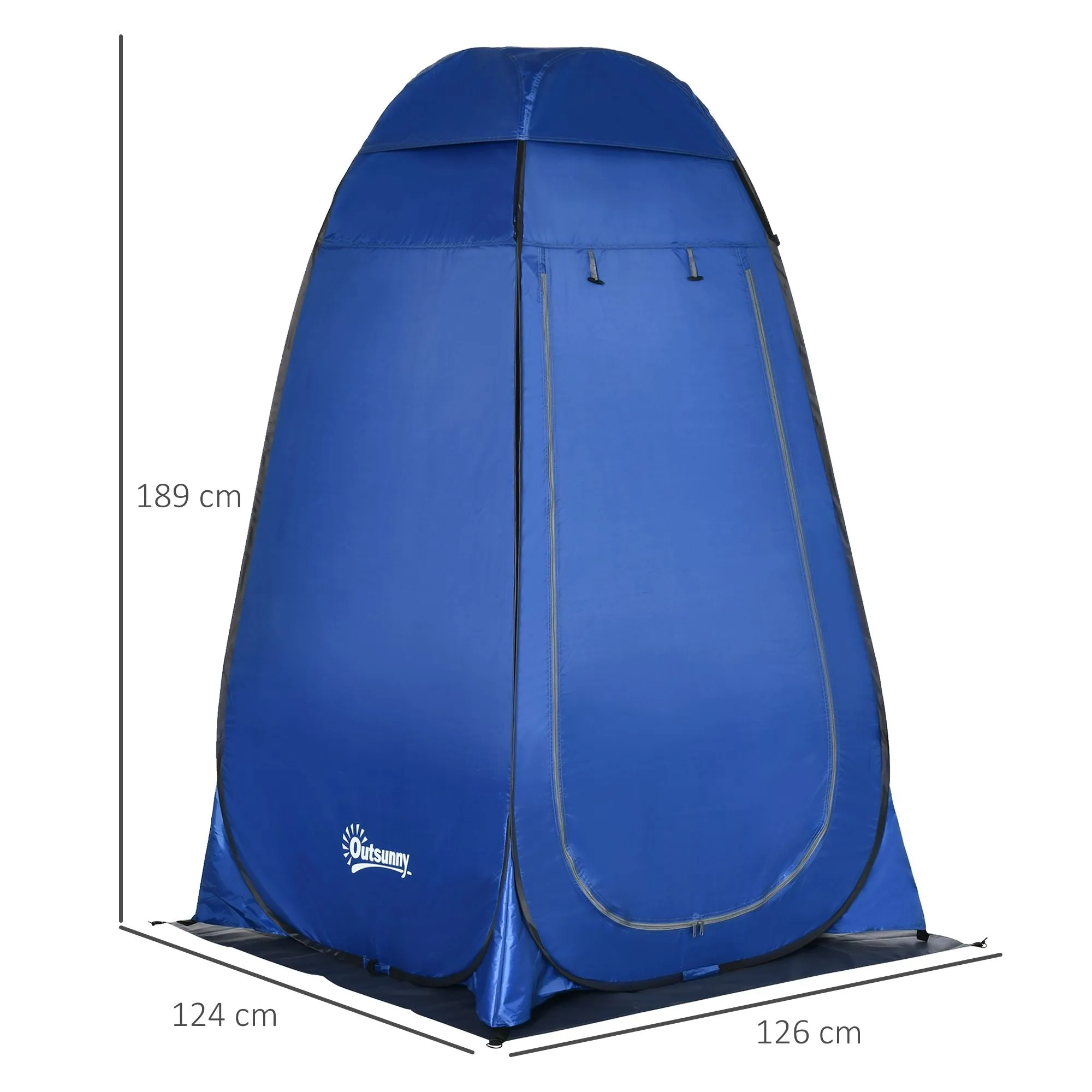 Camping and Beach Shower Tent with Zipper Door and Transport Bag, 126x124x189 cm, Dark Blue - Image 3