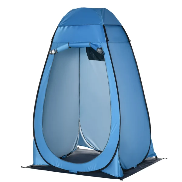 Camping and Beach Shower Tent with Zipper Door and Transport Bag, 126x124x189 cm, Blue