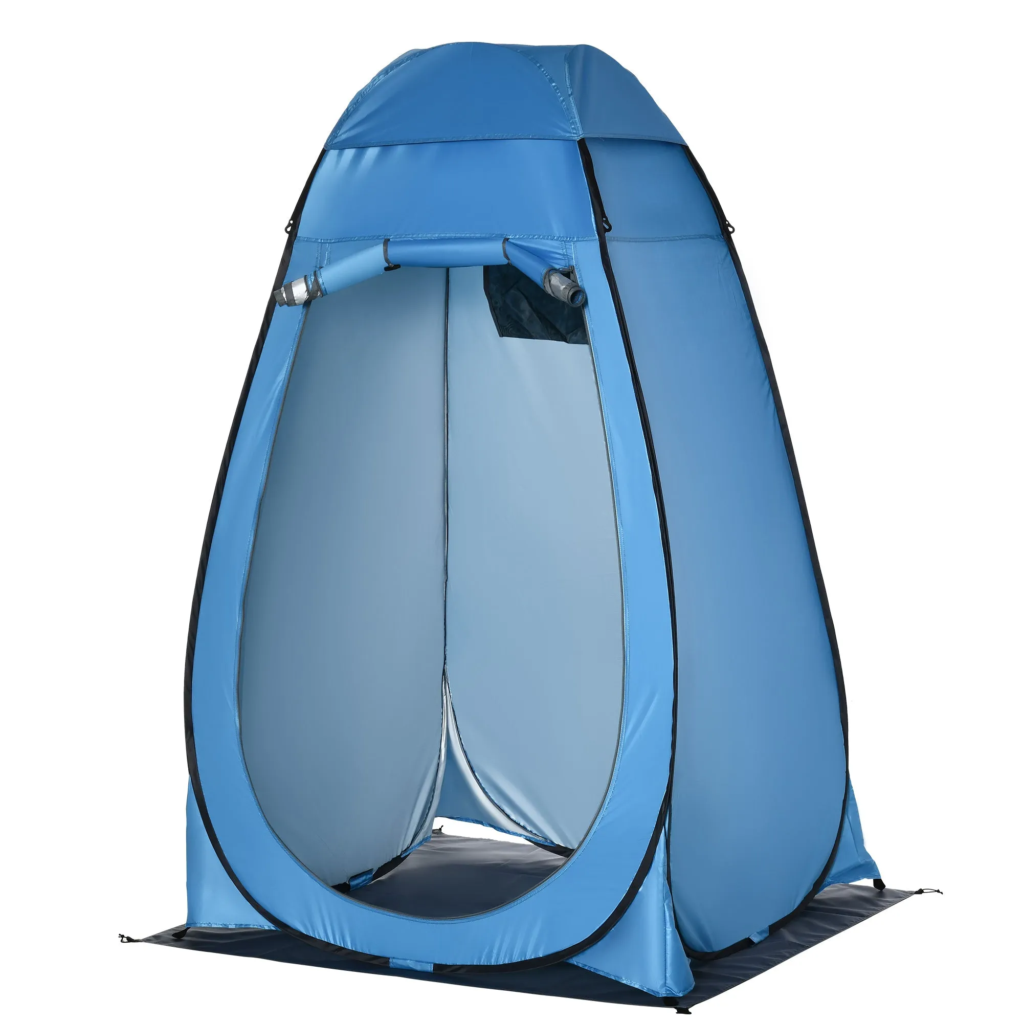 Camping and Beach Shower Tent with Zipper Door and Transport Bag, 126x124x189 cm, Blue