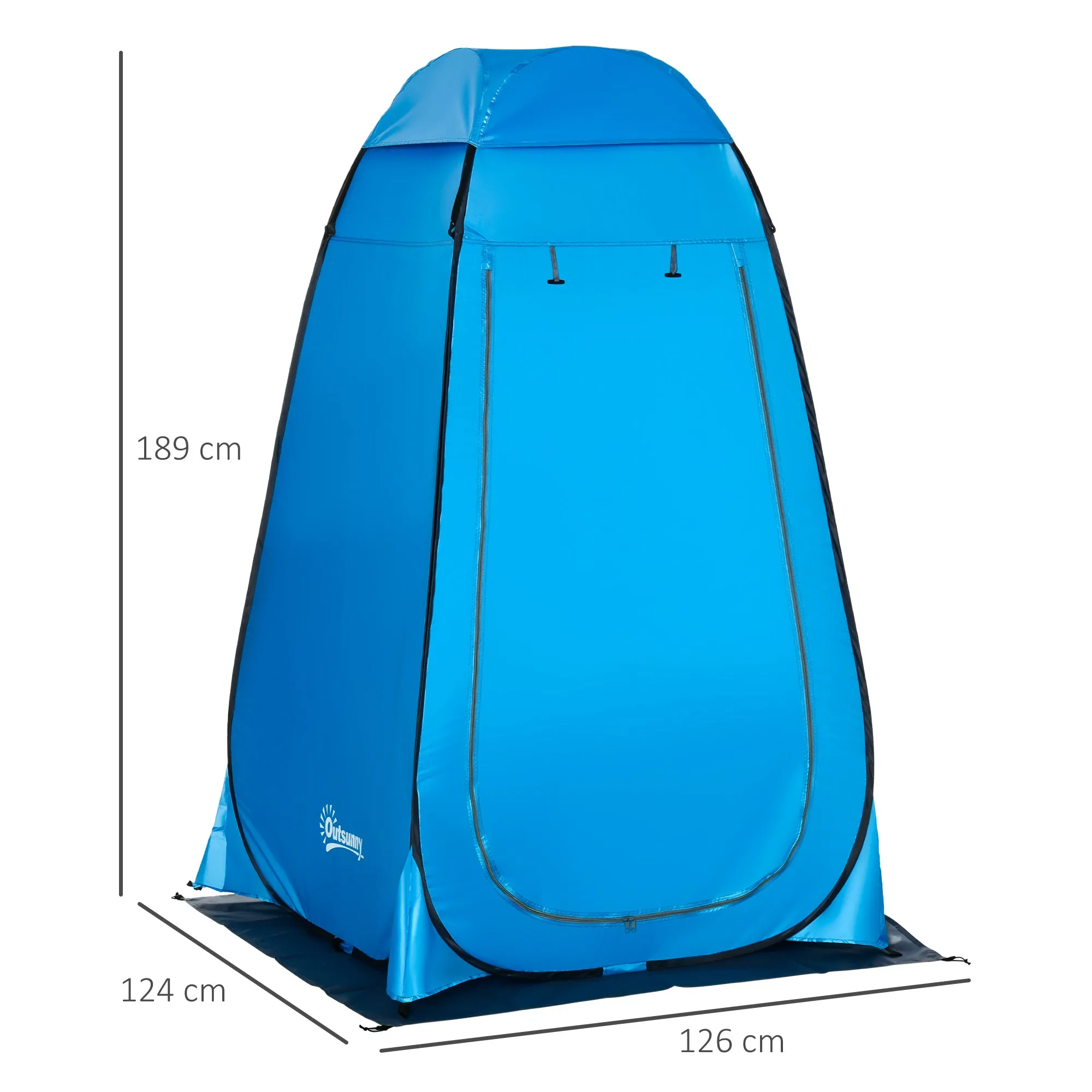 Camping and Beach Shower Tent with Zipper Door and Transport Bag, 126x124x189 cm, Blue - Image 3