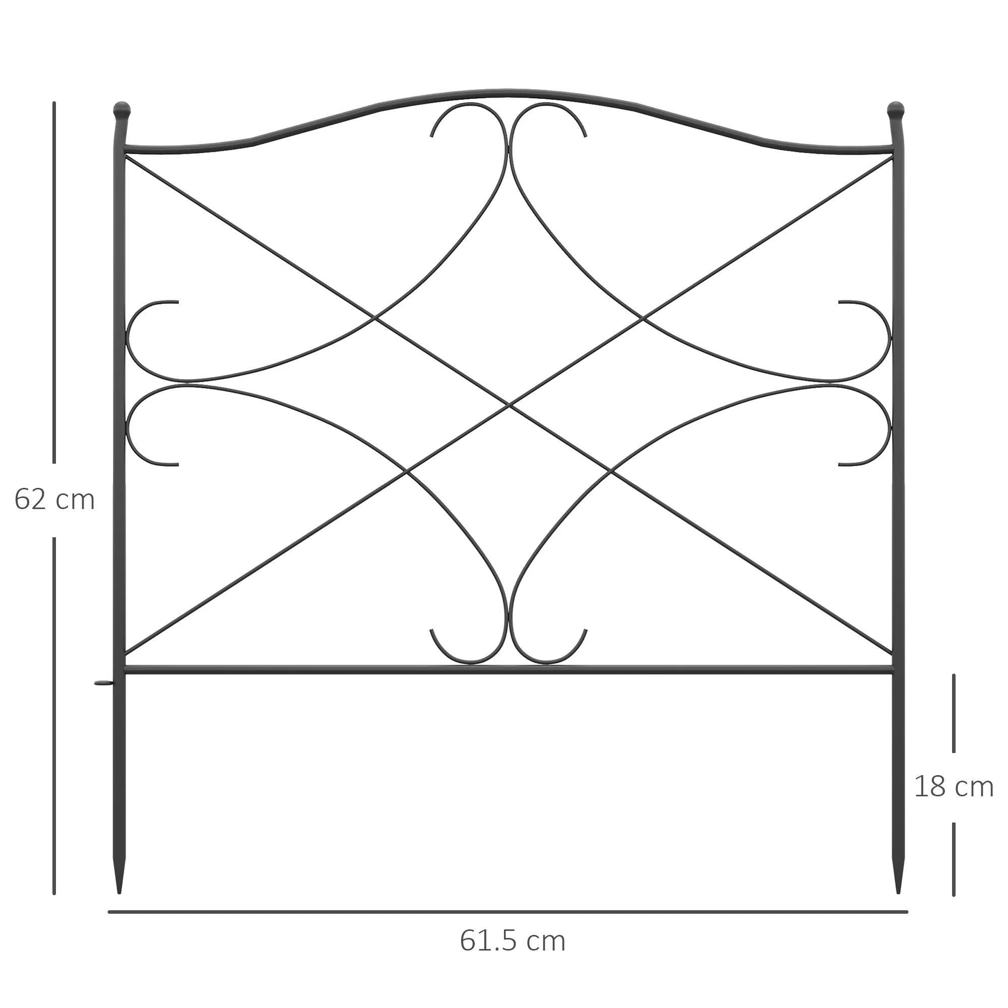 5-Panel Outdoor Metal Fence with Posts, 305x62 cm, Black - Image 3