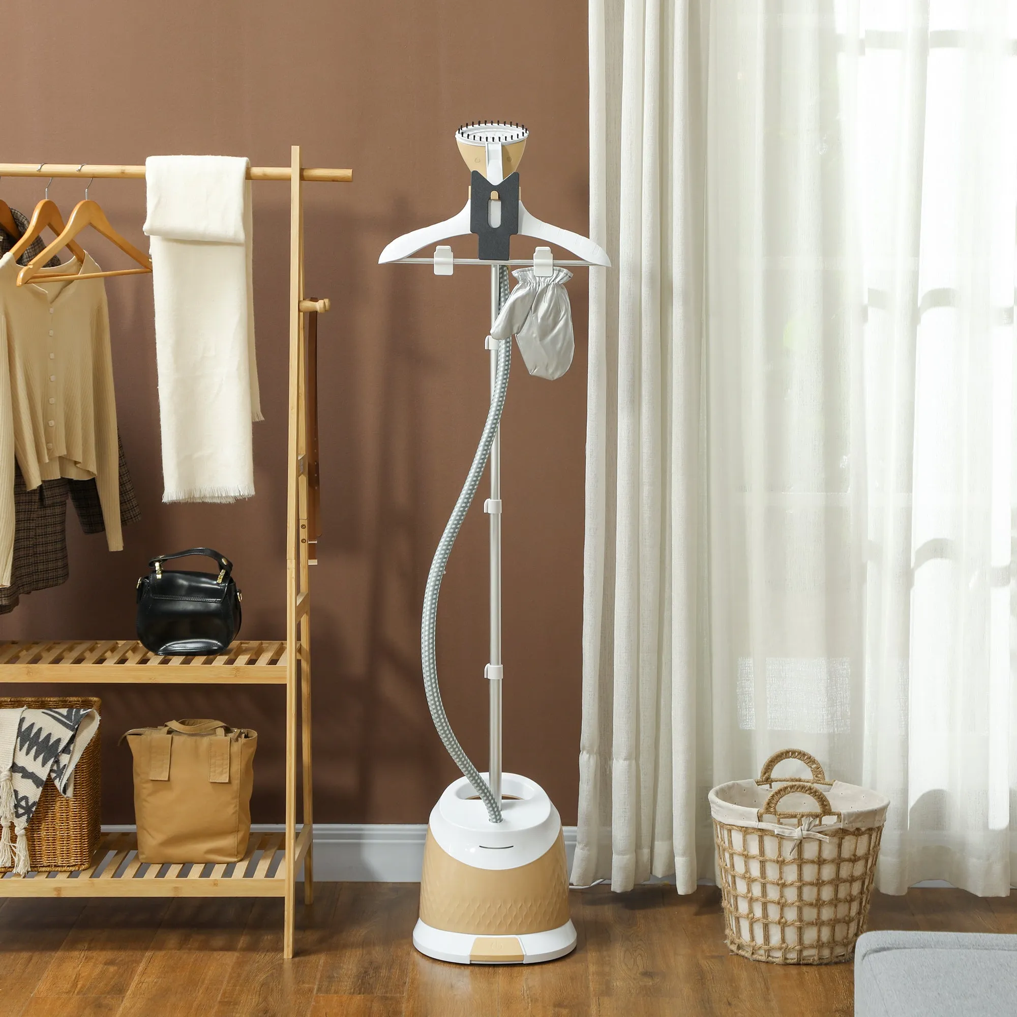 1800W Vertical Steam Iron with 1.8L Tank, Adjustable Height and Accessories, Gold - Image 2