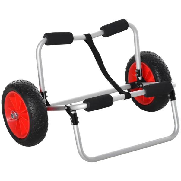 Folding Beach Trolley for Kayak and Canoe with Bumper, in Aluminum and NBR, 70x40x42 cm