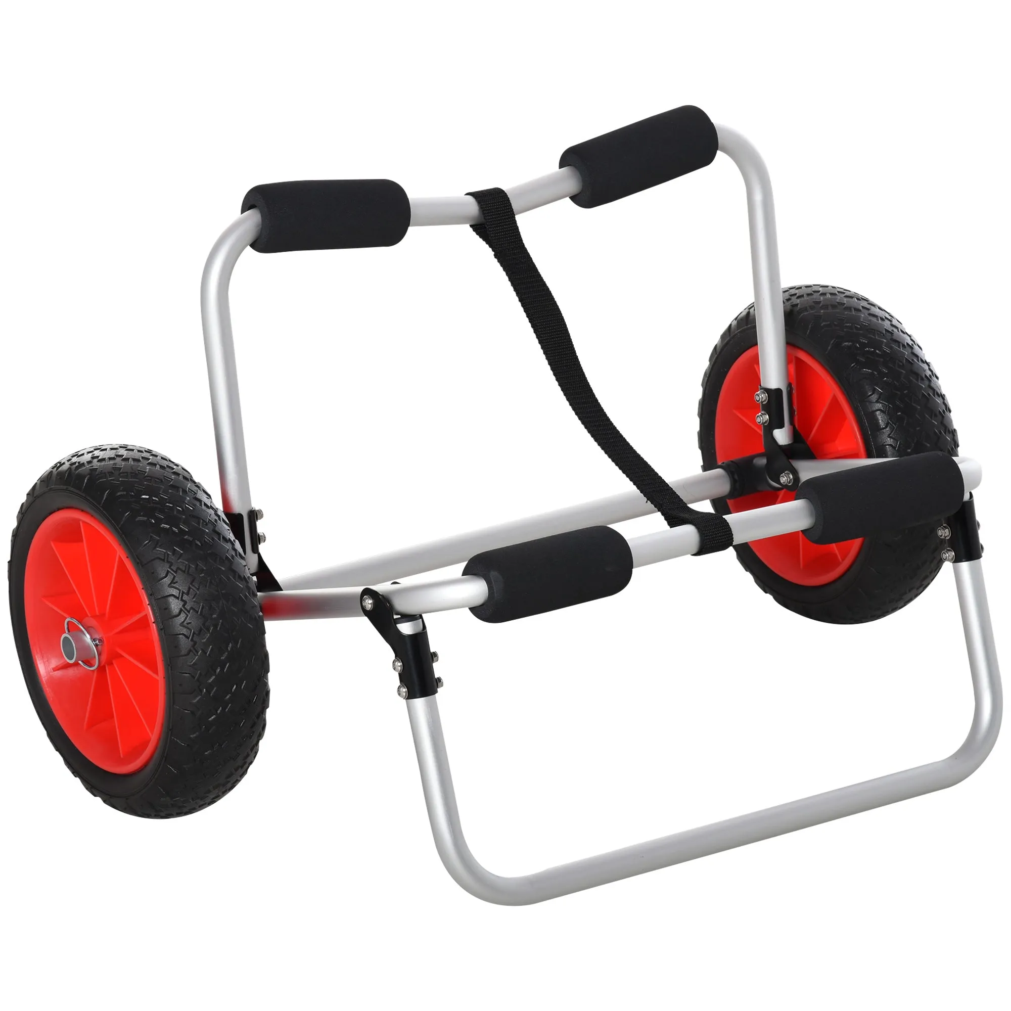 Folding Beach Trolley for Kayak and Canoe with Bumper, in Aluminum and NBR, 70x40x42 cm