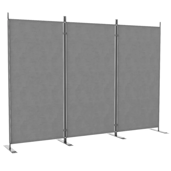 Outdoor Screen with 3 Folding and Adjustable Panels, in Polyester and Metal, 252x44x176 cm, Charcoal Gray