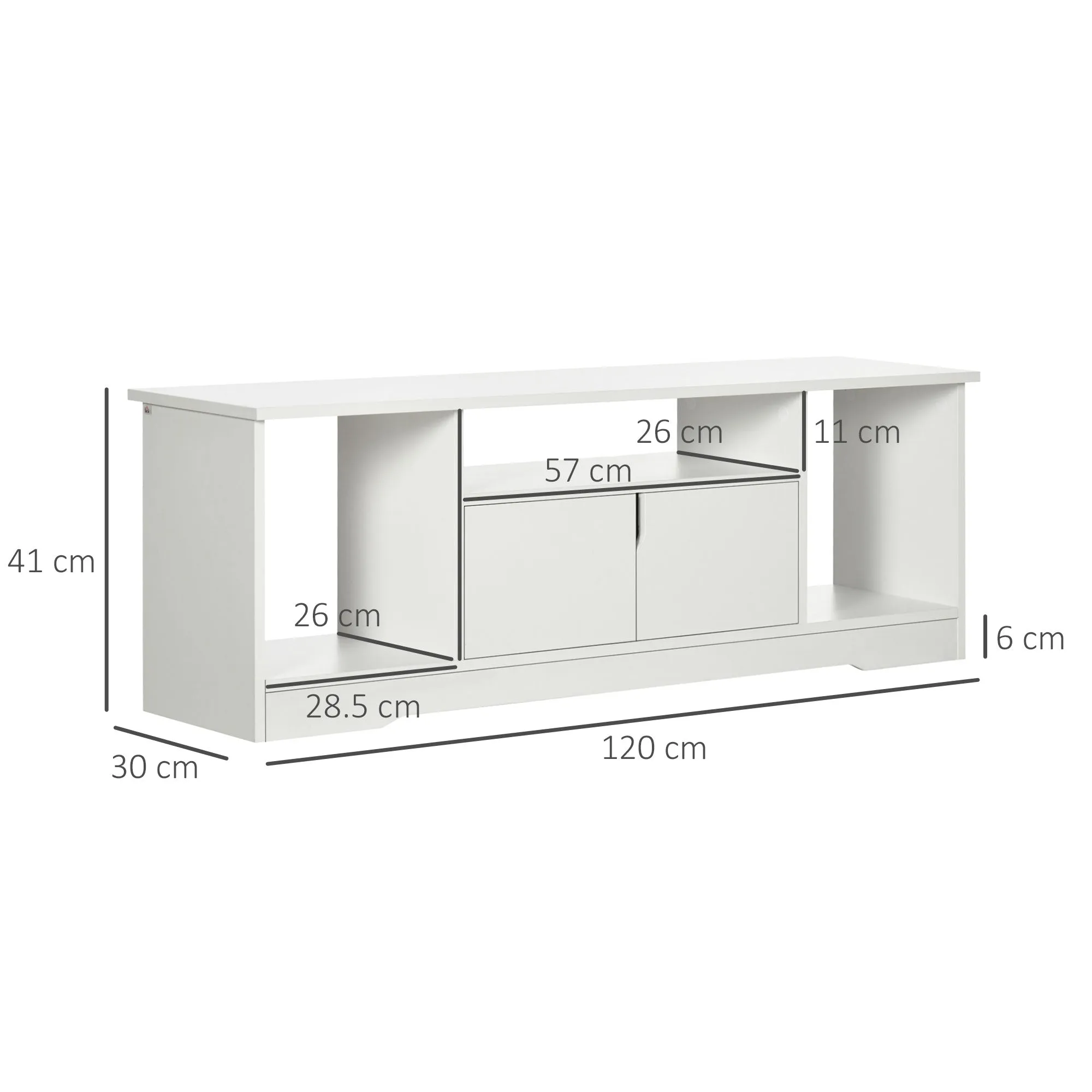 TV Cabinet up to 42" with Cabinet and Open Wooden Shelves, 120x30x41cm - Image 3