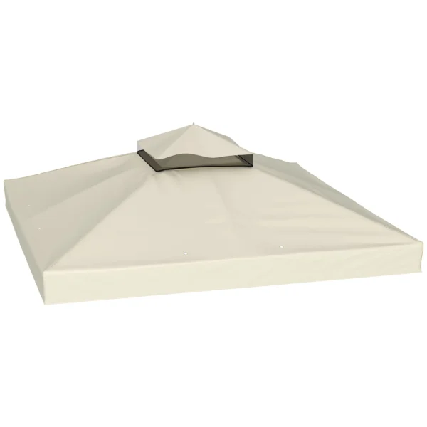 Garden Gazebo Cover 3x3m, 2-Tier UPF30+ Replacement Roof in Polyester, Cream