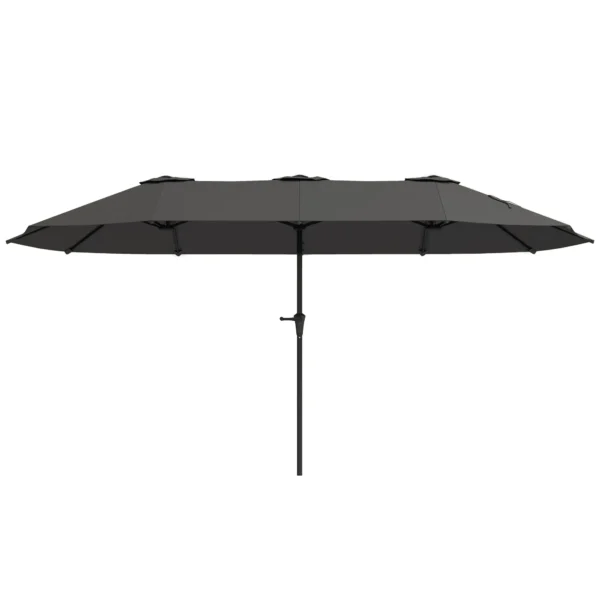 Double Umbrella with Air Vents and Crank, in Metal and Polyester, 4x2.2x2.34 m, Black and Dark Gray