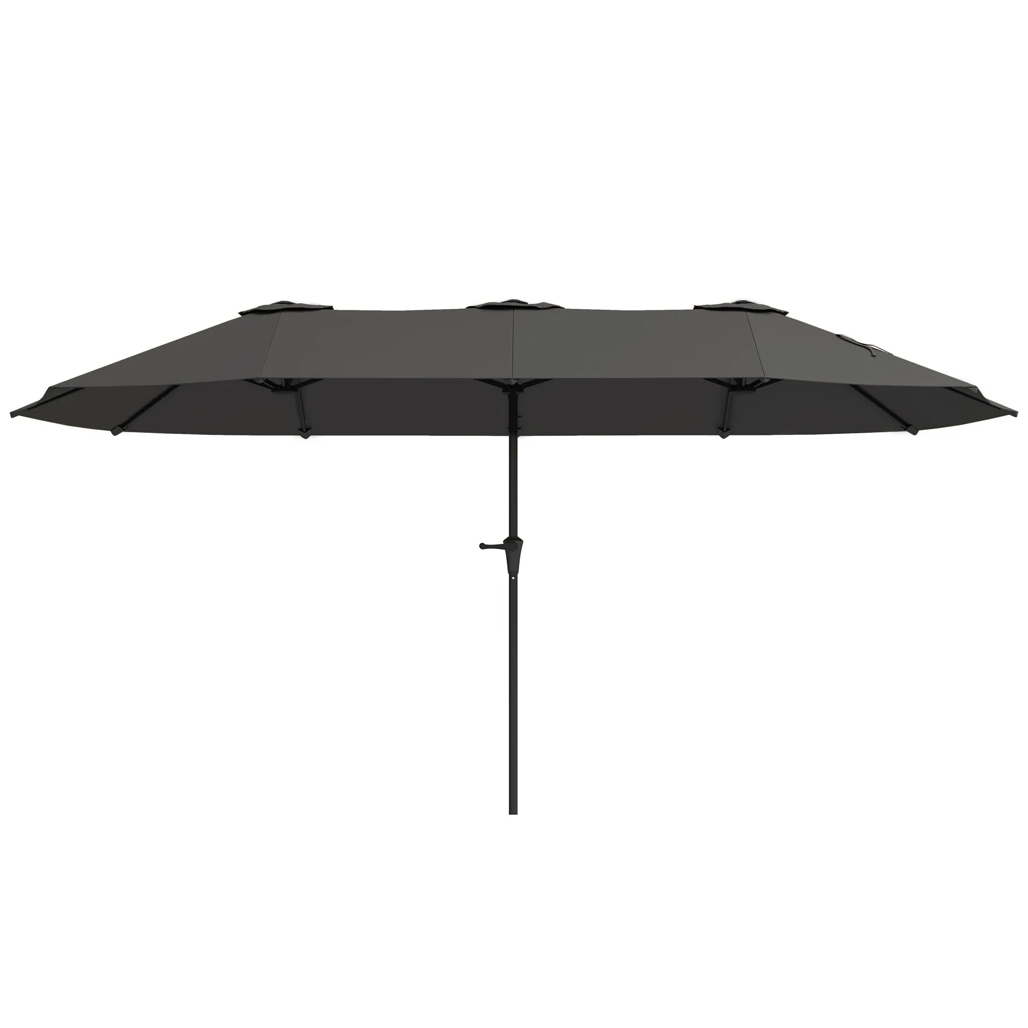 Double Umbrella with Air Vents and Crank, in Metal and Polyester, 4x2.2x2.34 m, Black and Dark Gray