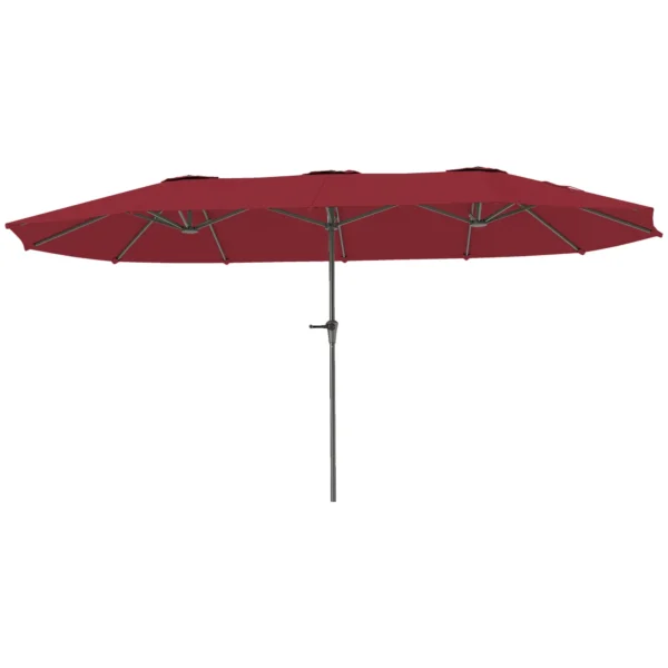 Double Umbrella with Air Vents and Crank, in Metal and Polyester, 4x2.2x2.34 m, Black and Red