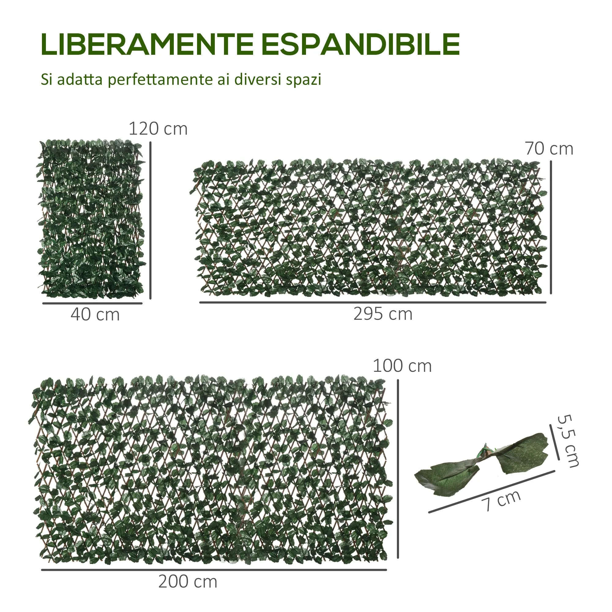 Artificial Hedge with 2 Sections of 356 Ivy Leaves, in Polyester and Rattan, 200x100 cm, Green and Brown - Image 3