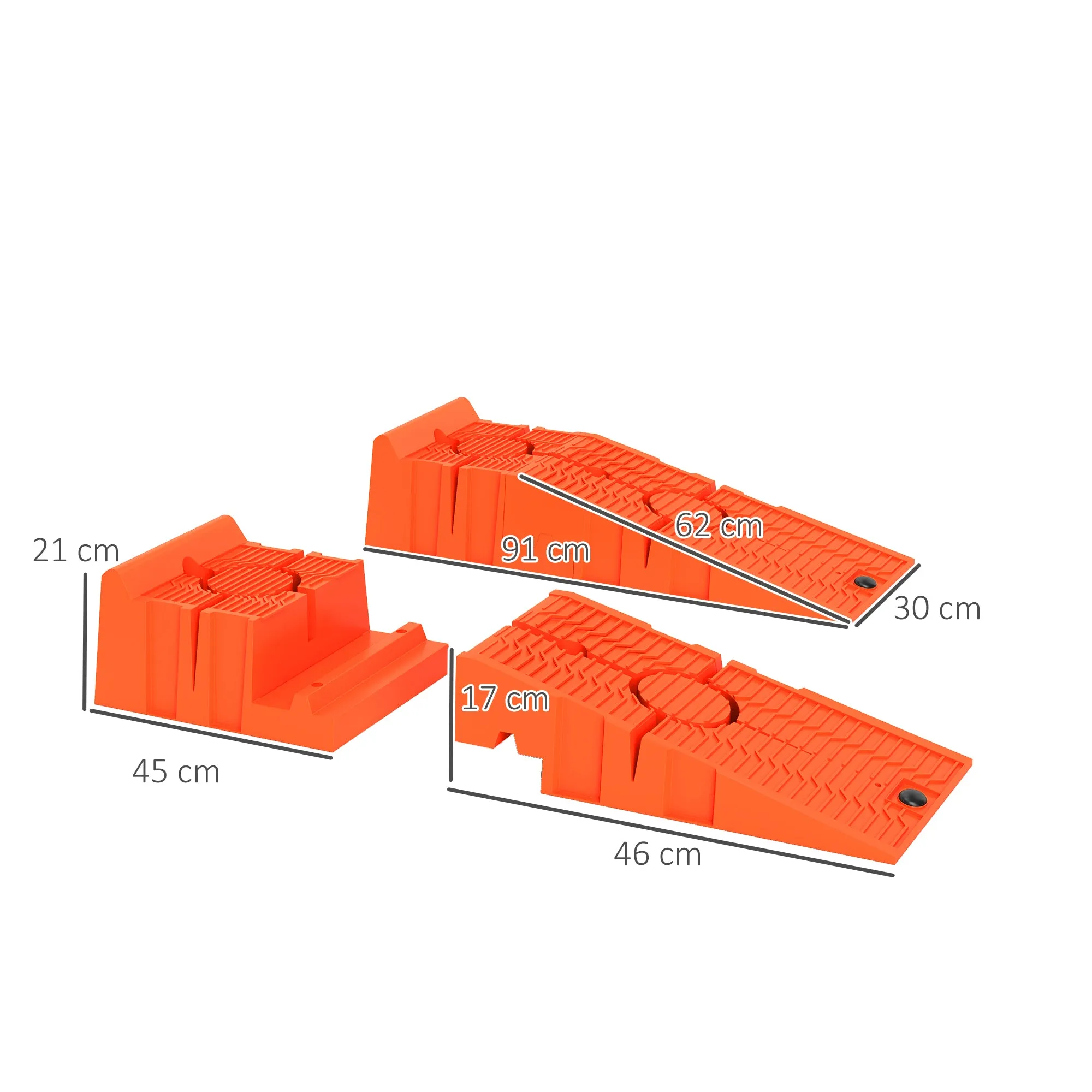Set of 2 Plastic Car Ramps with Maximum Load 5 Tons, 91x30x21 cm, Orange - Image 3