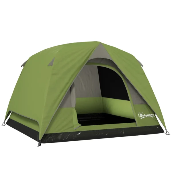 Waterproof 3-Person Camping Tent with Pocket, Lantern Hook and Bag, 2x2x1.35m, Green