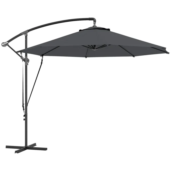 Round Tiltable and Swivel Garden Umbrella, Crank and UPF 50+ Protection, Ø3 m, Dark Gray