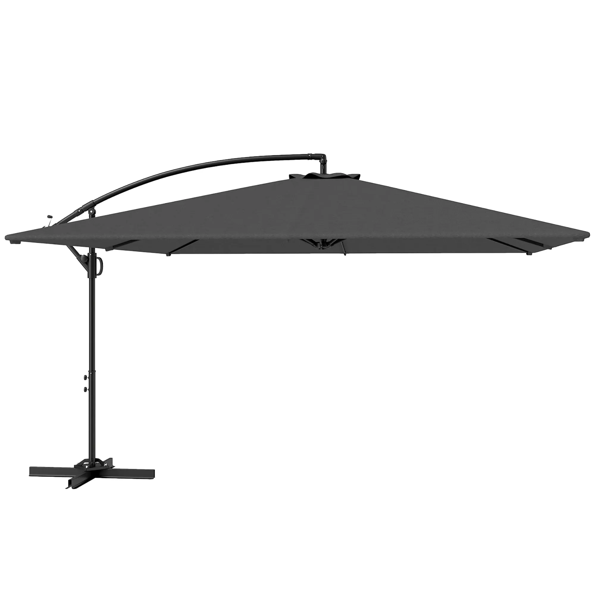 Garden Umbrella with Arm 3.6x3.9 m 360° Swivel and Tilting, Crank Opening, Gray