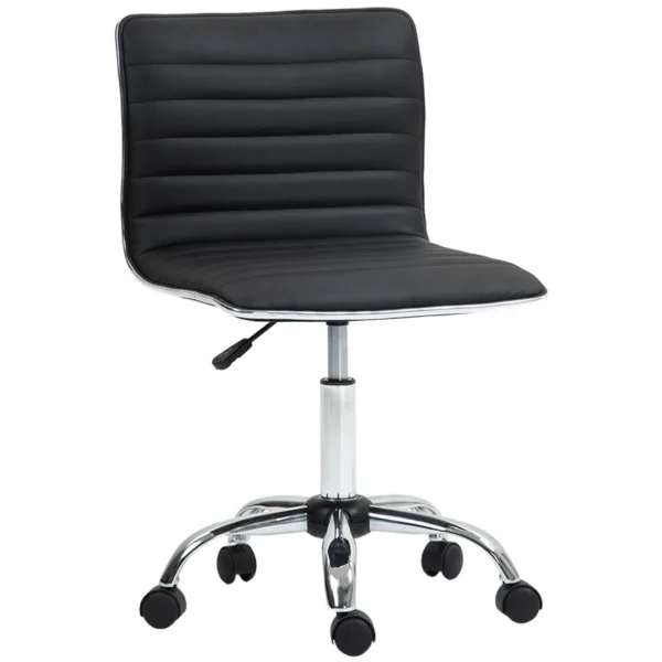 Ergonomic Office Chair in PU Leather with Adjustable Height, Swivel Seat and Wheels, Black