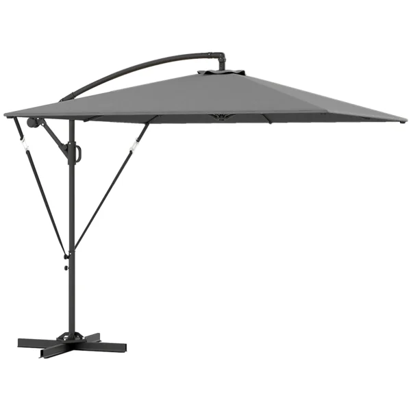 Cantilever Garden Umbrella 3x2.5 m with Crank, Tiltable and Swivel with Cover, Gray
