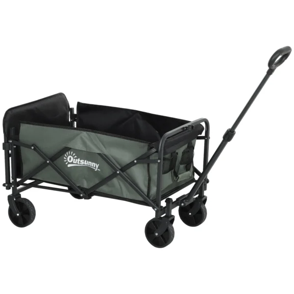 72L Folding Garden Trolley with Opening Panel, in Steel and Polyester, 114x46x65-92 cm, Green