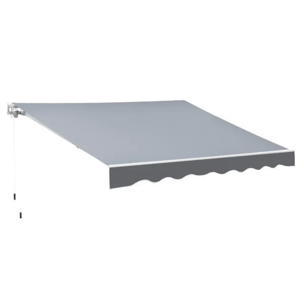 Manually Roll Up Outdoor Awning in Aluminum and Polyester, 2.5x2 m, Gray and White
