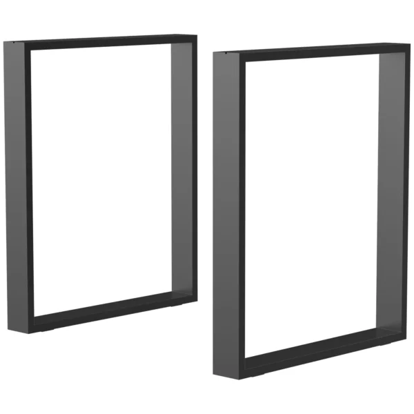 Set of 2 Industrial Style Rectangular Table Legs in Steel, Capacity 60 kg, 60x8x72 cm, Black