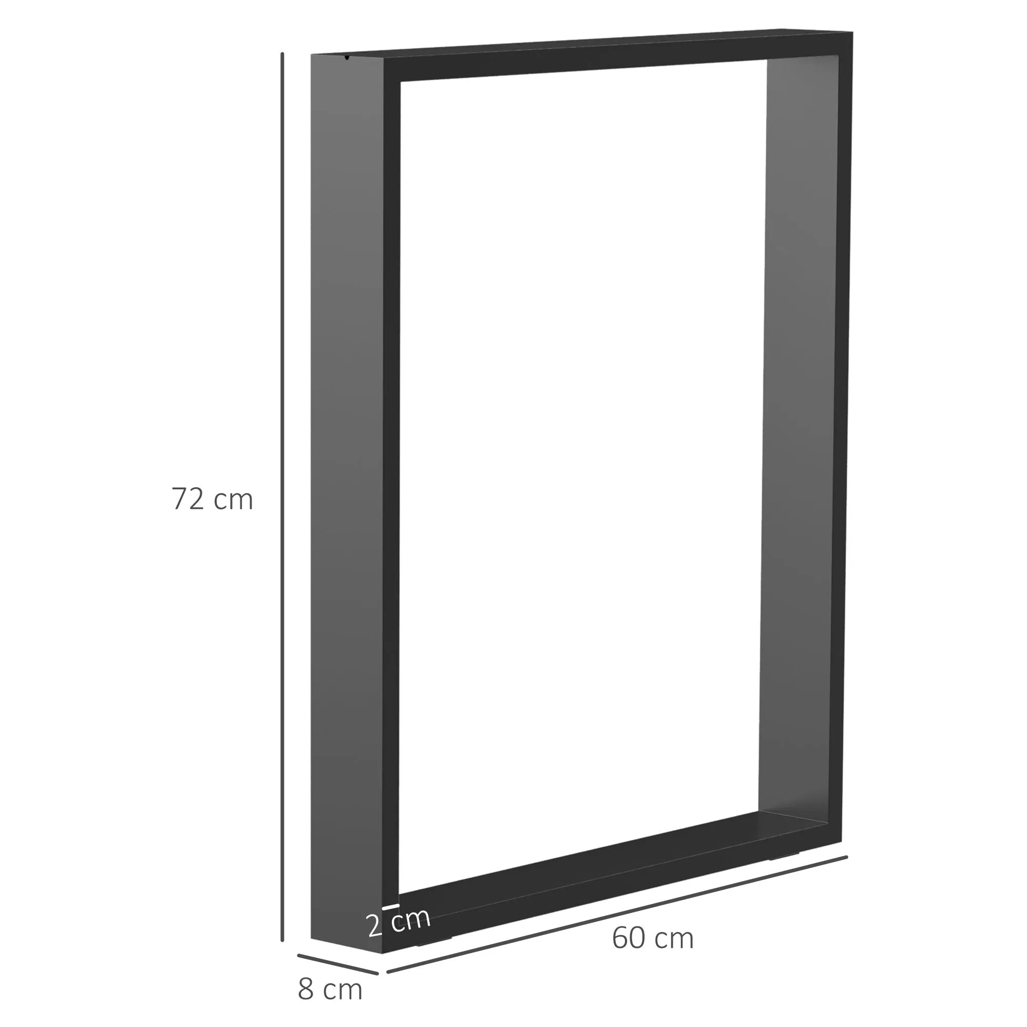 Set of 2 Industrial Style Rectangular Table Legs in Steel, Capacity 60 kg, 60x8x72 cm, Black - Image 3