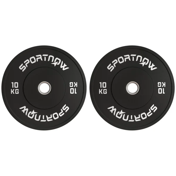 Set of 2 10kg Rubber Weight Discs with 2"/5 cm Hole for Dumbbells and Barbells, Black