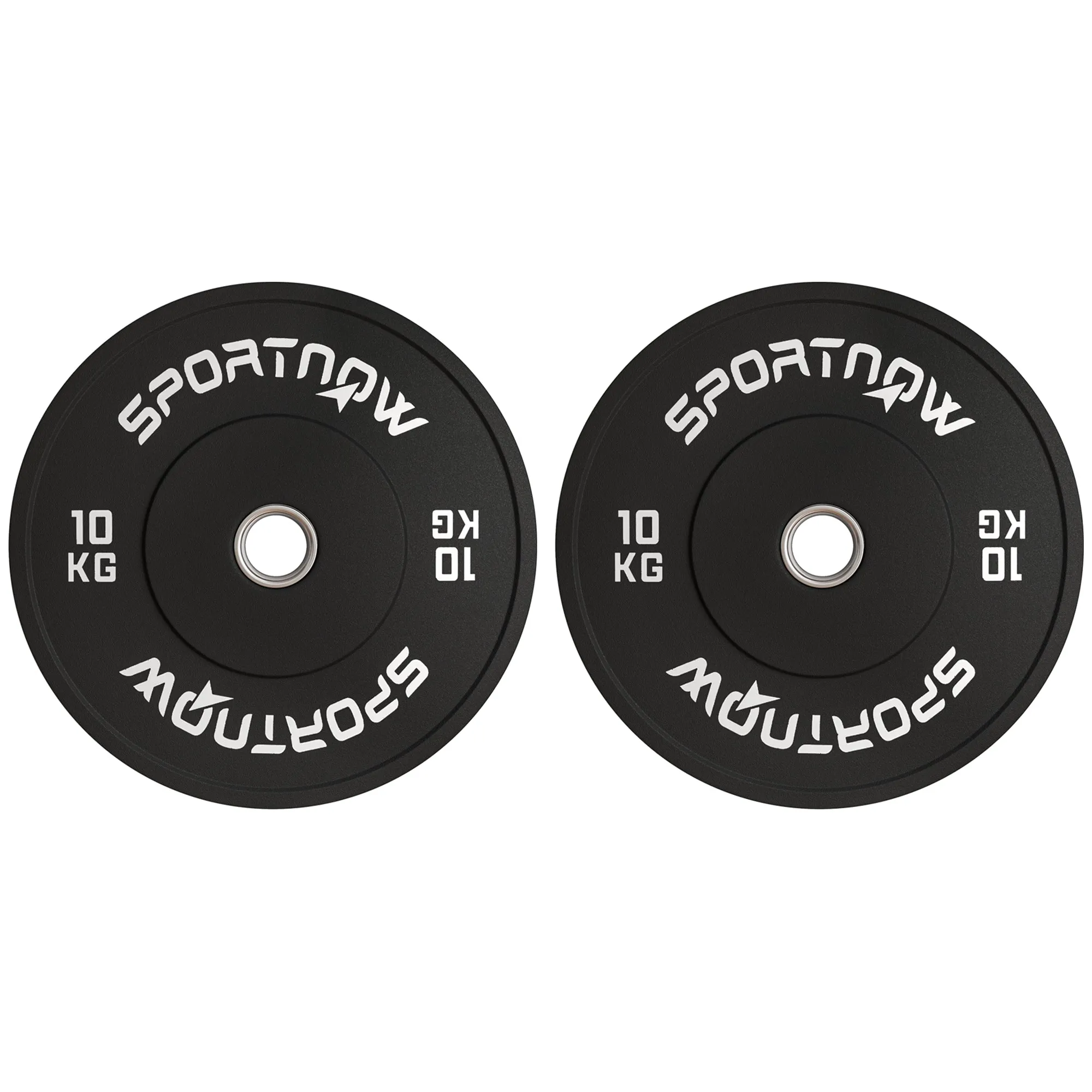 Set of 2 10kg Rubber Weight Discs with 2"/5 cm Hole for Dumbbells and Barbells, Black
