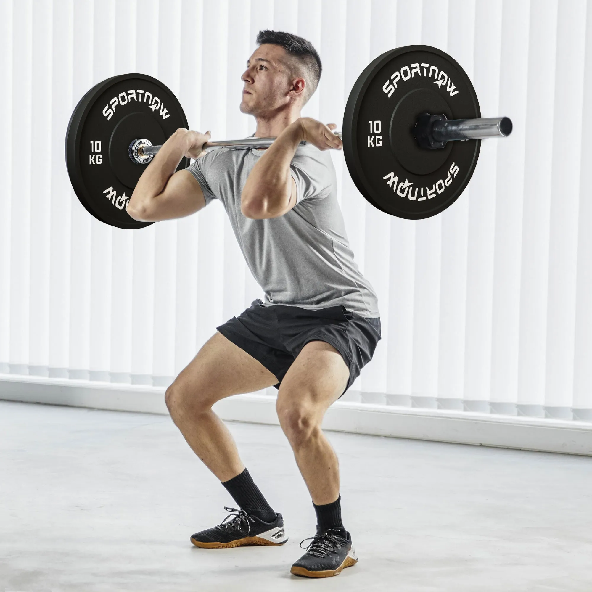 Set of 2 10kg Rubber Weight Discs with 2"/5 cm Hole for Dumbbells and Barbells, Black - Image 2