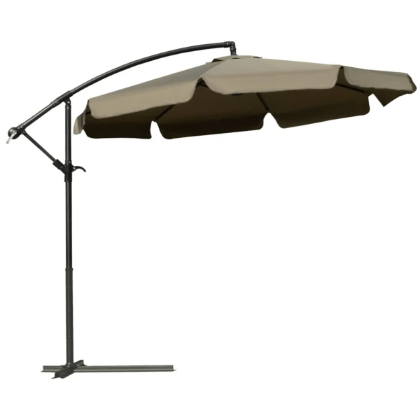 Garden Umbrella with Crank Opening in Metal and Polyester, Ø2.7x2.7 m, Coffee