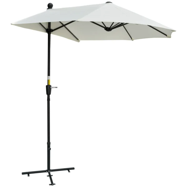 Semicircular Umbrella with Crank and Anti-UV Canopy, 200x190x240 cm, Cream
